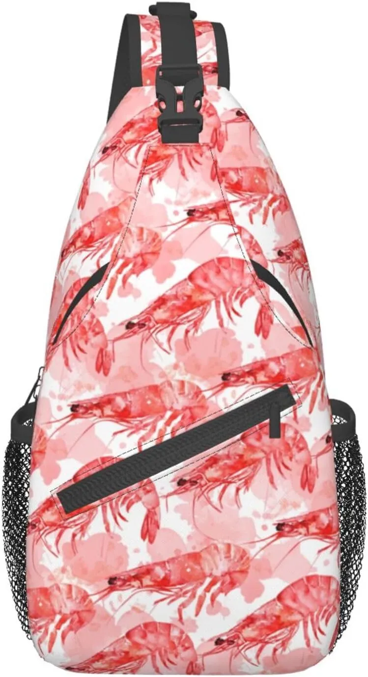 Shrimp-Painting Sling Backpack Hiking Backpack Crossbody Bag Sports Lightweight And waterproof Chest Bag Shoulder Bag For Women Men