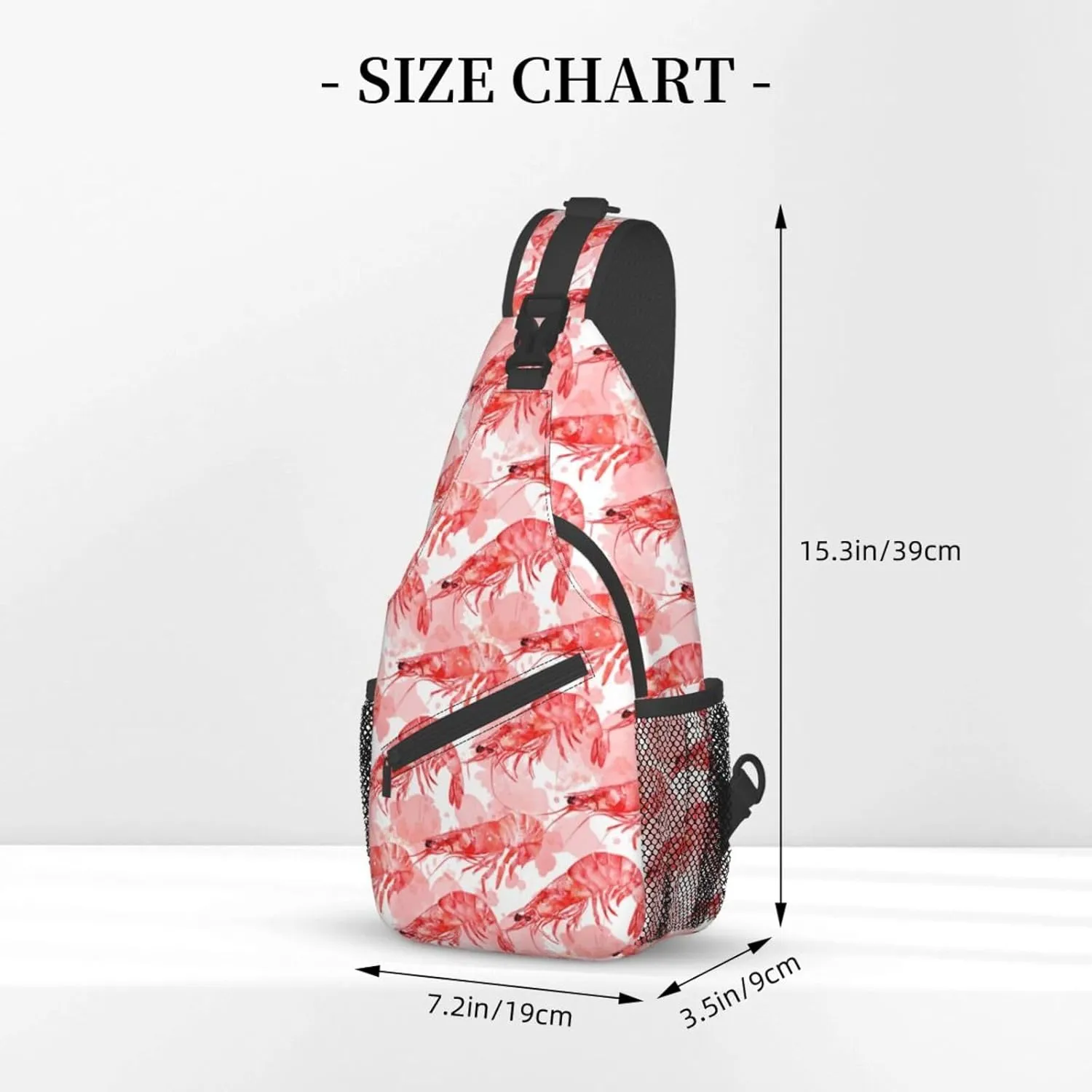 Shrimp-Painting Sling Backpack Hiking Backpack Crossbody Bag Sports Lightweight And waterproof Chest Bag Shoulder Bag For Women Men