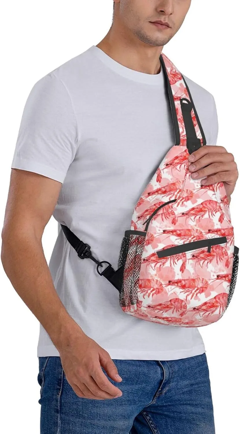 Shrimp-Painting Sling Backpack Hiking Backpack Crossbody Bag Sports Lightweight And waterproof Chest Bag Shoulder Bag For Women Men