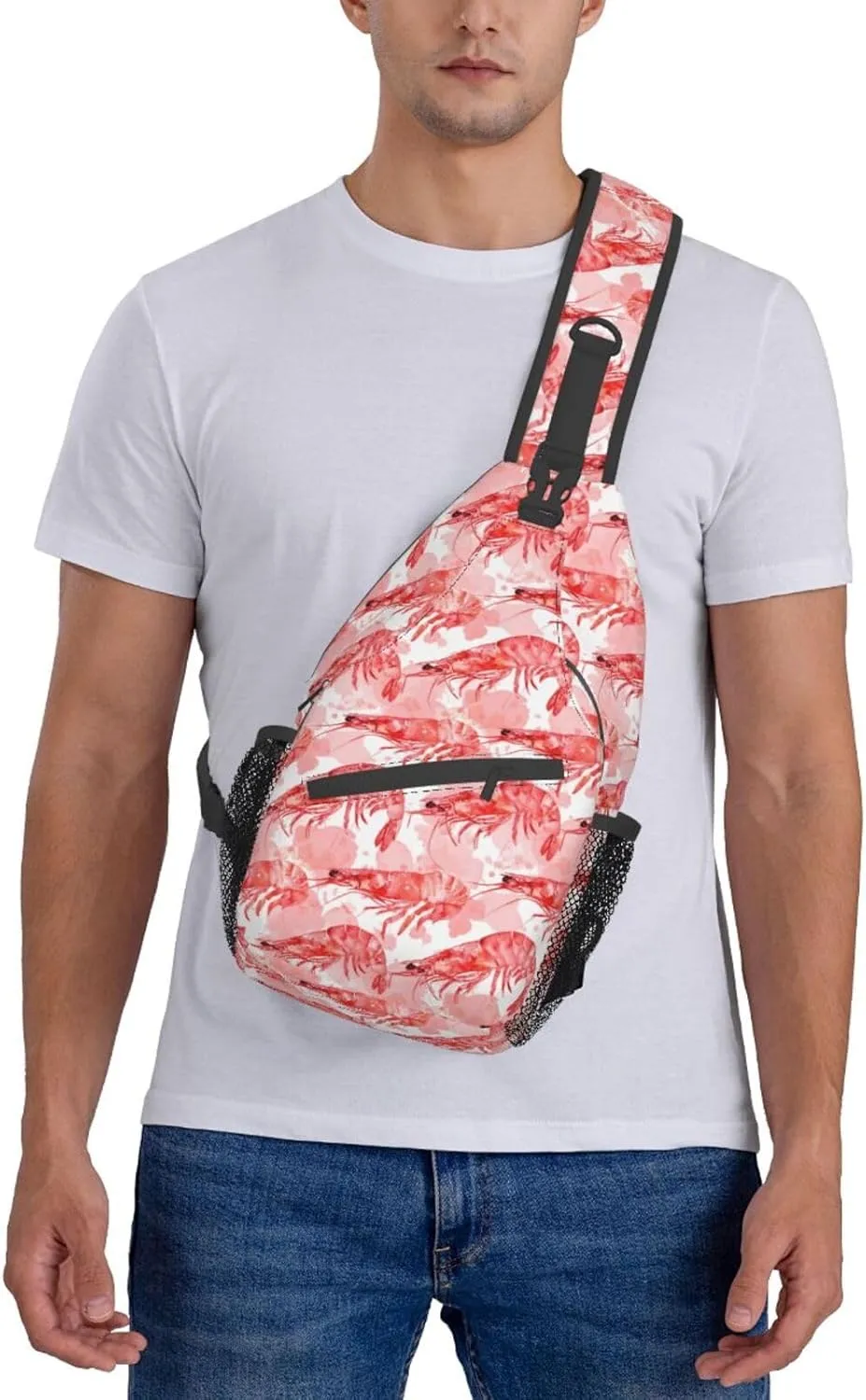 Shrimp-Painting Sling Backpack Hiking Backpack Crossbody Bag Sports Lightweight And waterproof Chest Bag Shoulder Bag For Women Men
