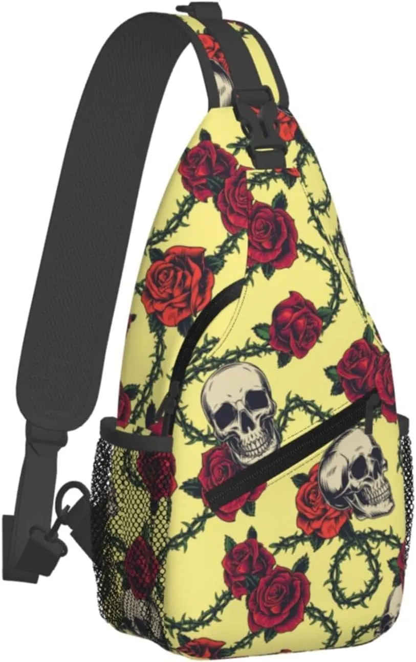 Skull Sling Backpack Chest Bag Crossbody Shoulder Bag Gym Cycling Travel Hiking Daypack For Men Women