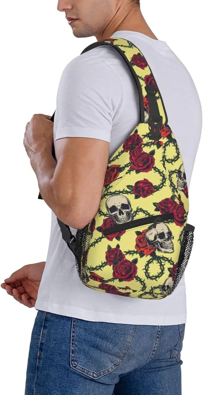 Skull Sling Backpack Chest Bag Crossbody Shoulder Bag Gym Cycling Travel Hiking Daypack For Men Women