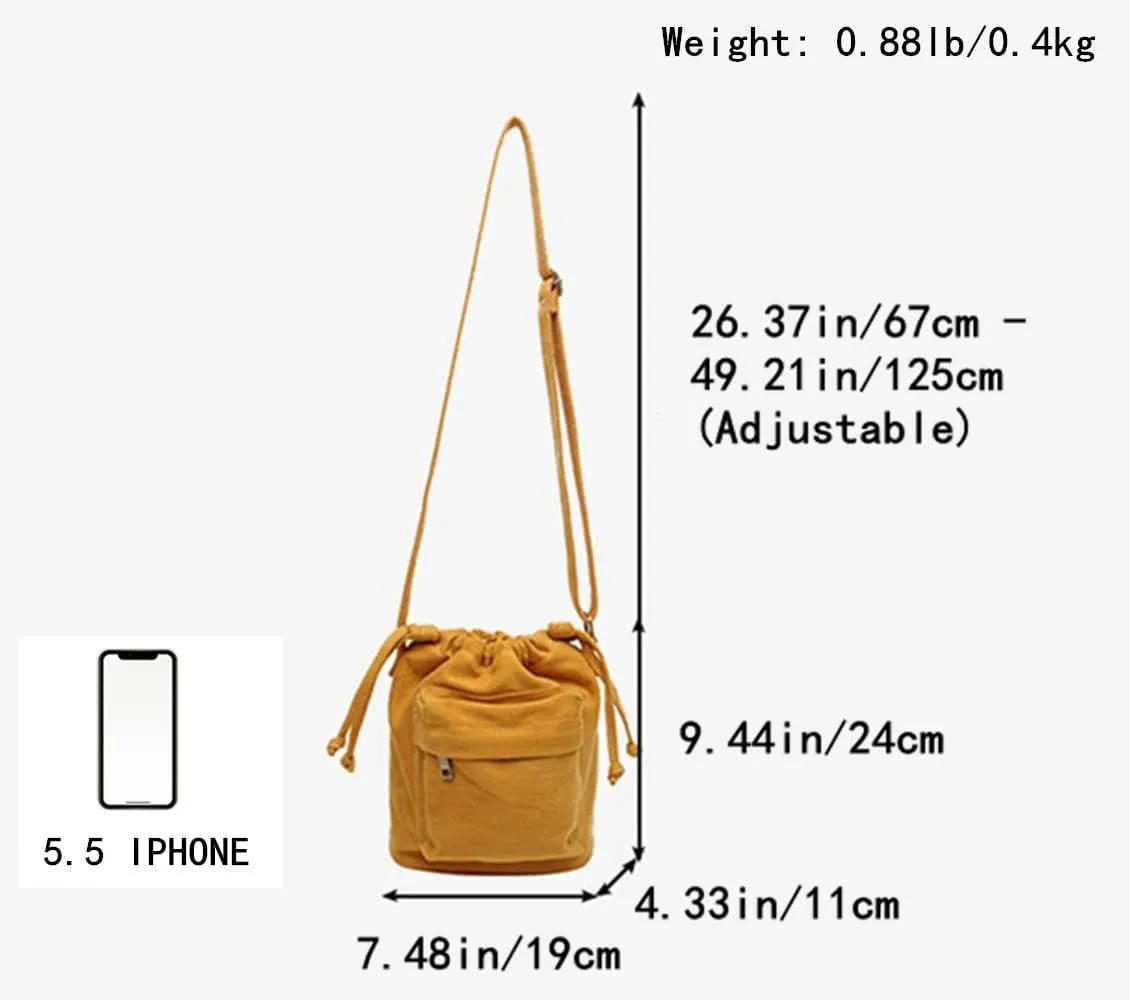Small Crossbody Bag for Women Shoulder Bag Mini Drawstring Bucket Bag Canvas Tote Handbag Cellphone Bag Purse (Green)