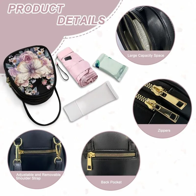 Small Crossbody Bags for Women Stained Glass Art Zip Cell Phone Purse, Vegan PU Leather Top Handle Handbags