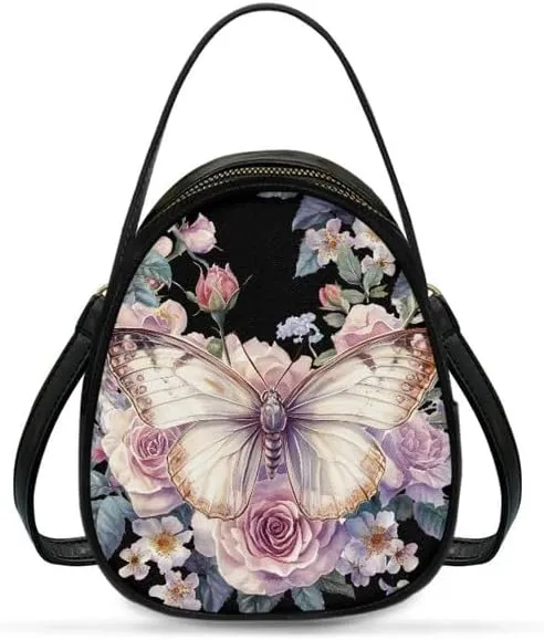 Small Crossbody Bags for Women Stained Glass Art Zip Cell Phone Purse, Vegan PU Leather Top Handle Handbags