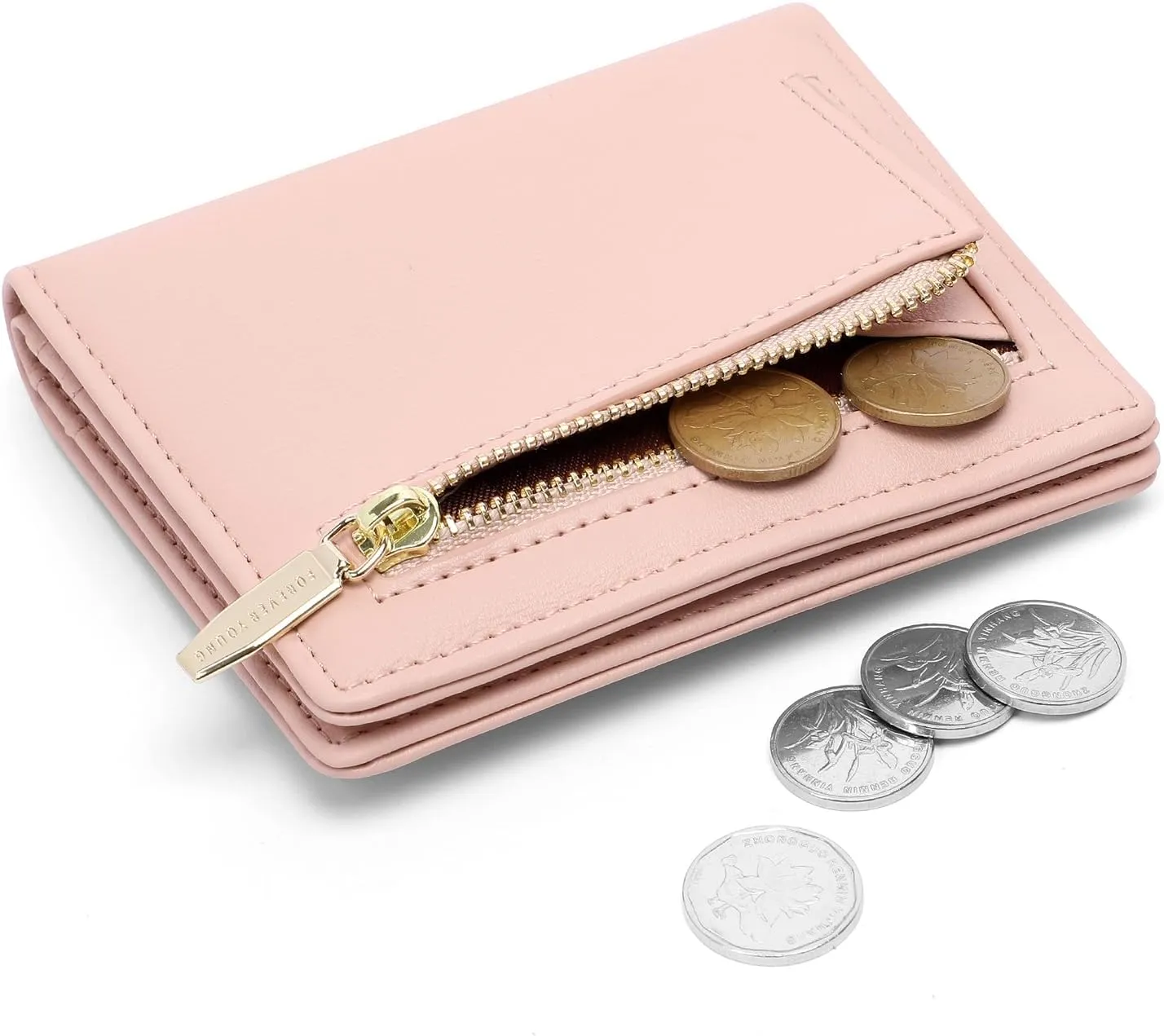 Small Women Wallet RFID Blocking Bifold Pocket Wallet Slim Compact Ladies Purse Mini Wallets For Women (Pink)