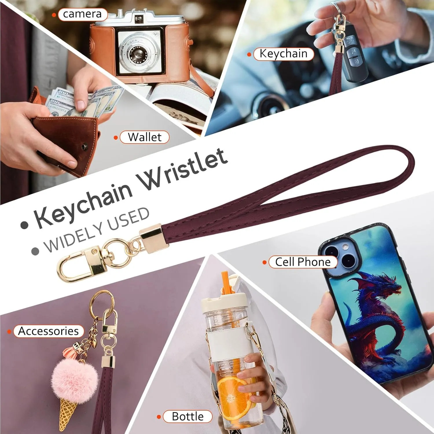 Small Wristlet Wallets for Women RFID Credit Card Holder Wallet Keychain Wristlet Wallet Credit Card Wallets for Women (Burgundy)