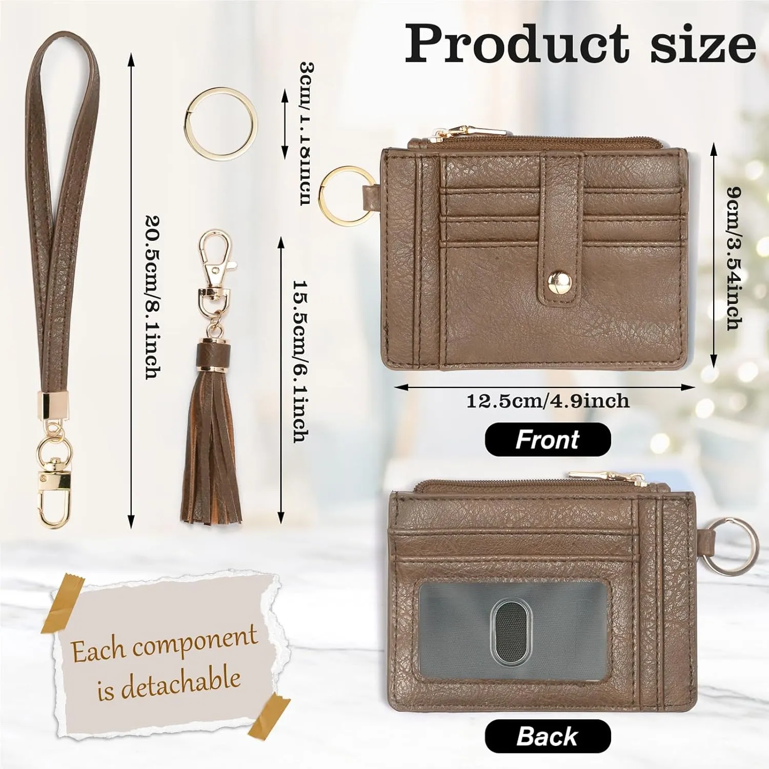 Small Wristlet Wallets for Women RFID Credit Card Holder Wallet Keychain Wristlet Wallet Credit Card Wallets for Women (Clay Brown)