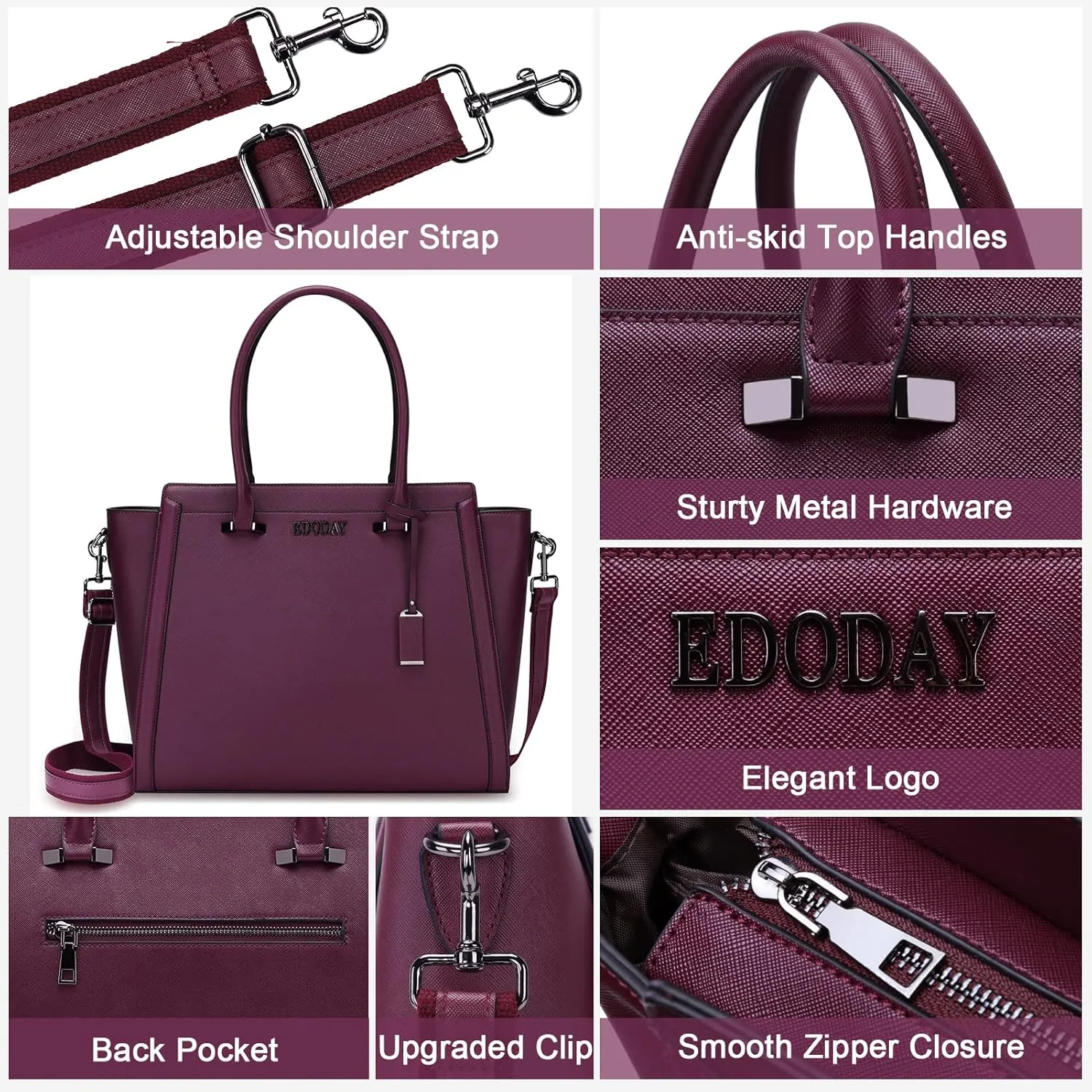 Stylish 15.6 Inch Laptop Tote Bag for Women - Travel Computer Handbag with Long Shoulder Strap