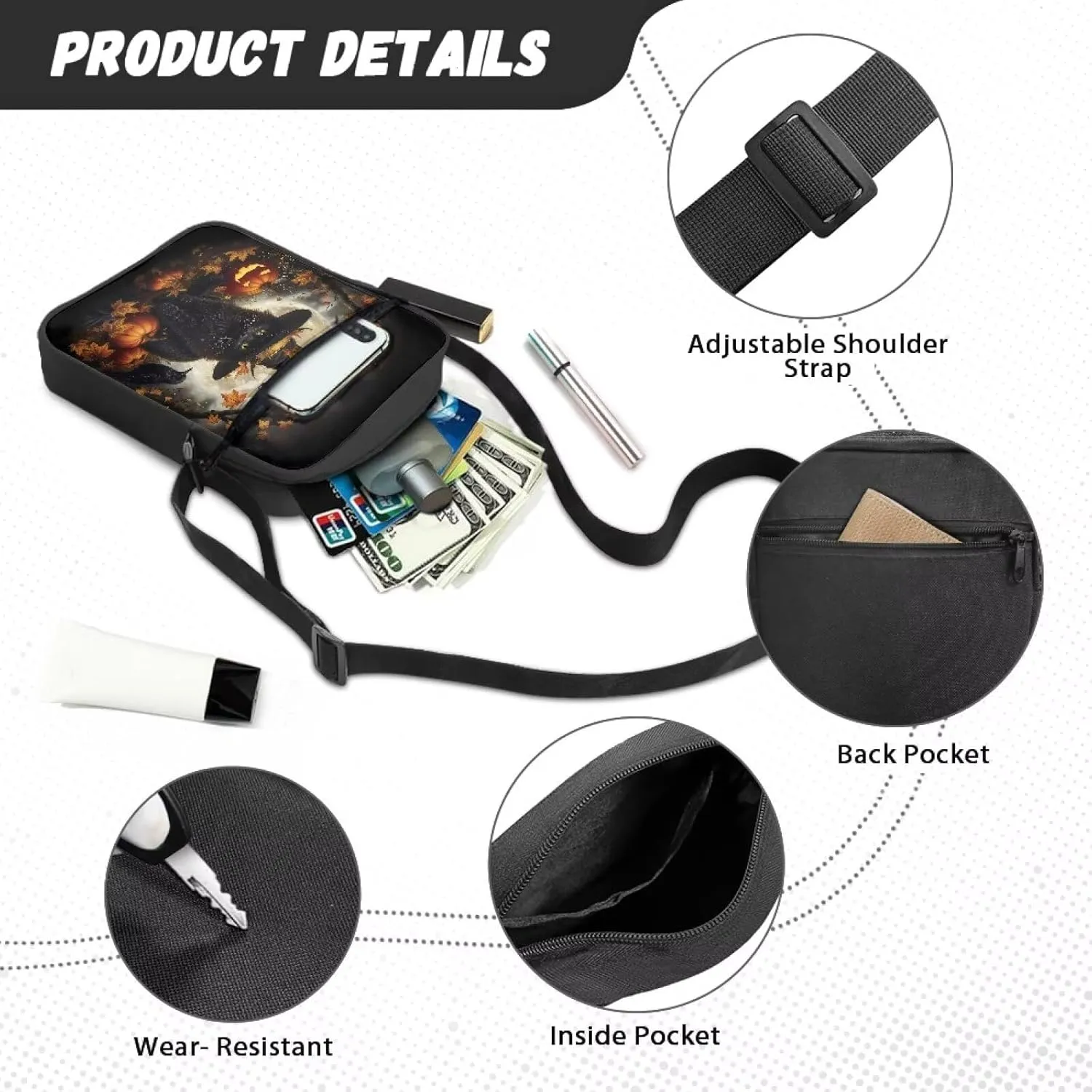 Suobstales Shoulder Bag Crossbody Bag for Women Men Small Messenger Bag Casual Handbag with Adjustable Strap for Work Cycling