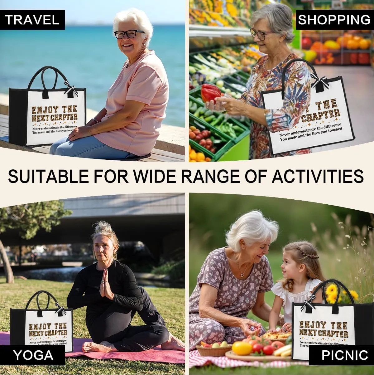 Tote Bag Appreciation Gifts for Women Reusable Grocery Bags With Handles