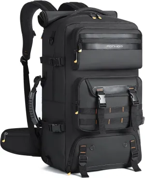 Travel Backpack for Men, 50L Carry On Flight Approved Convertible Duffle Bag with Shoe Compartment, 17 inch Laptop Luggage with USB Charging Port for Weekender Hiking, Black