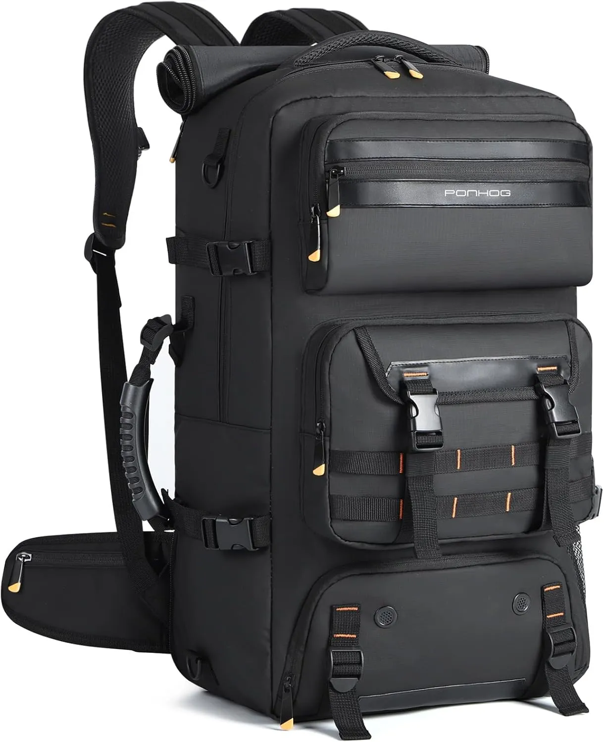Travel Backpack for Men, 50L Carry On Flight Approved Convertible Duffle Bag with Shoe Compartment, 17 inch Laptop Luggage with USB Charging Port for Weekender Hiking, Black