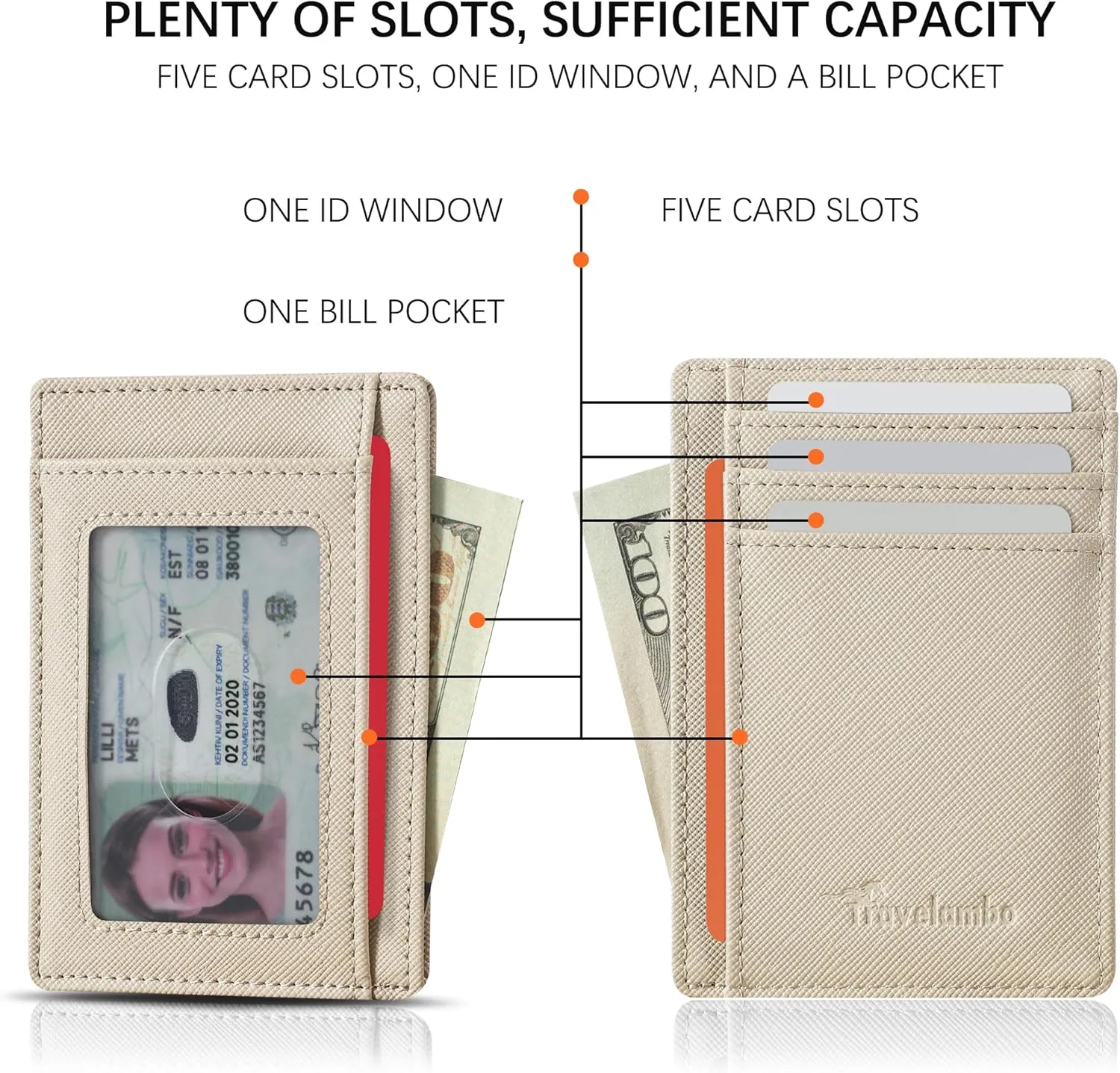Travelambo Front Pocket Minimalist Leather Slim Wallet RFID Blocking Medium Size