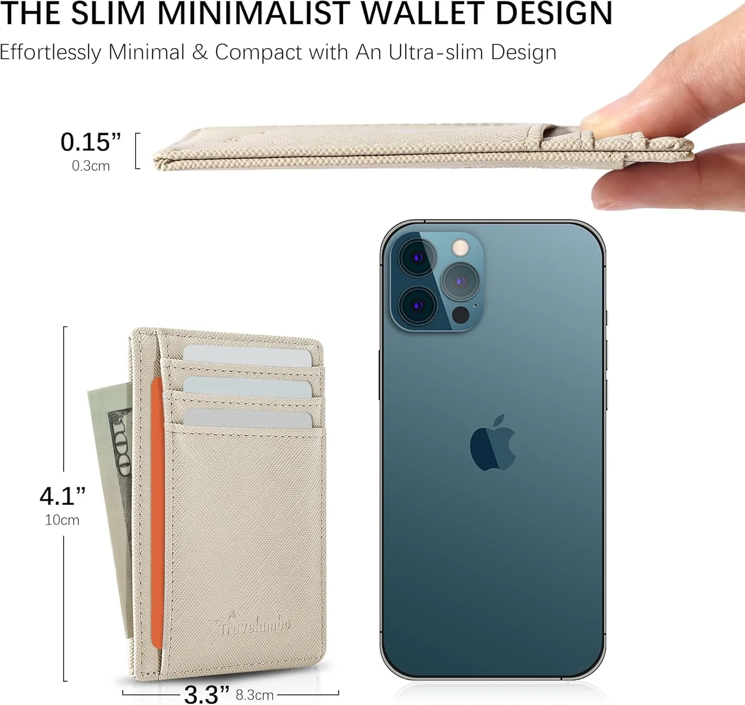 Travelambo Front Pocket Minimalist Leather Slim Wallet RFID Blocking Medium Size