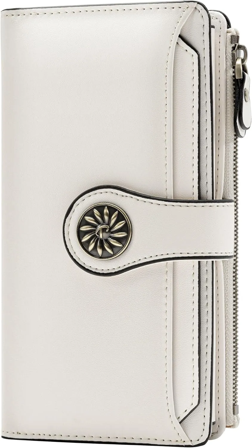 Travelambo Wallets Women RFID Large Capacity Luxury Waxed Leather Clutch Wallet Multi Card Organizer