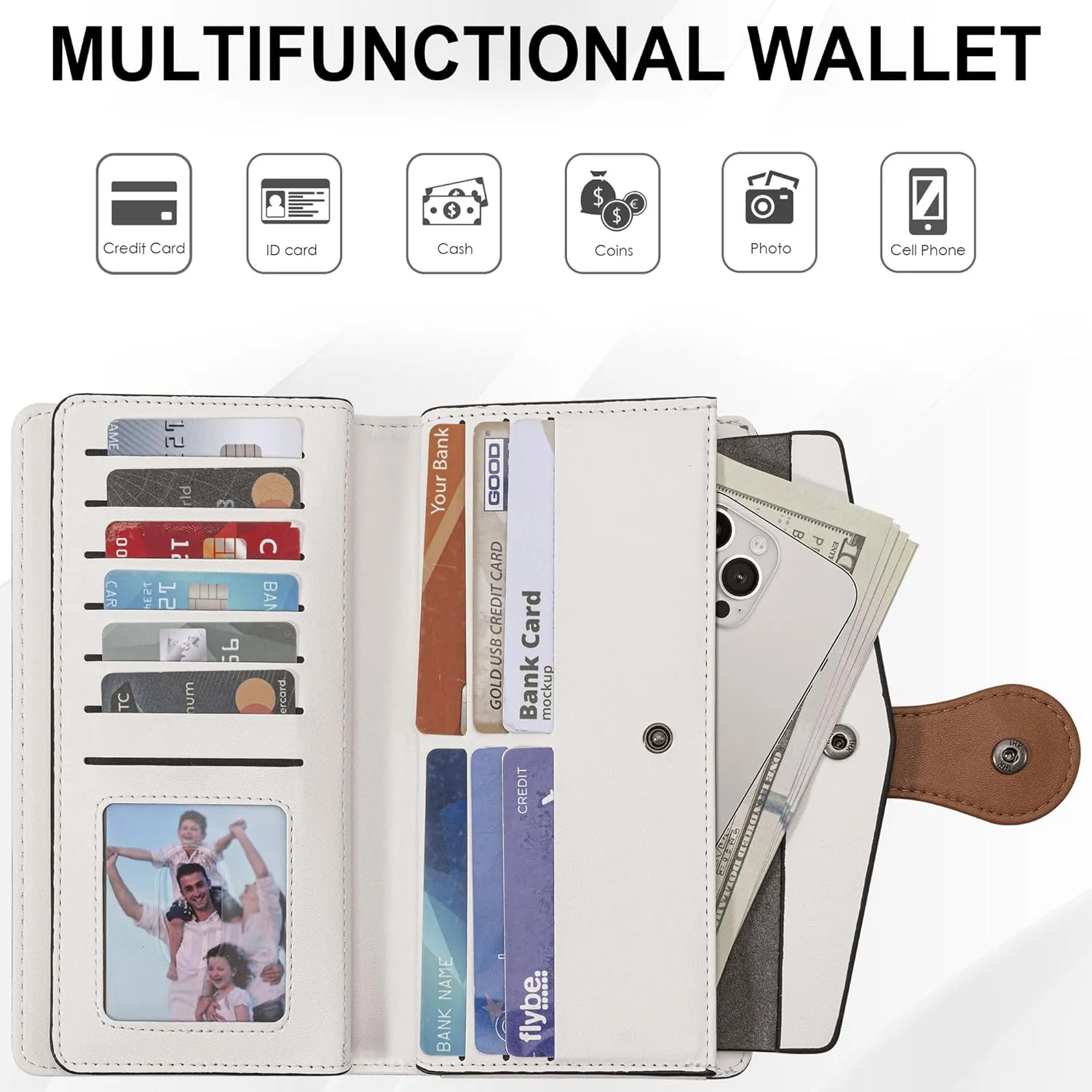 Travelambo Wallets Women RFID Large Capacity Luxury Waxed Leather Clutch Wallet Multi Card Organizer
