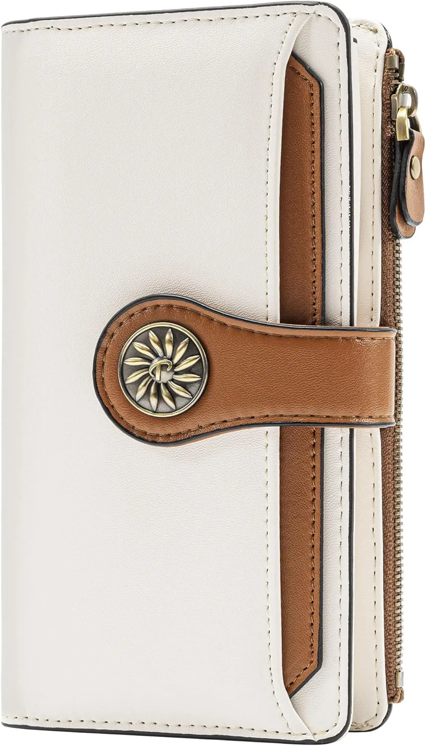 Travelambo Wallets Women RFID Large Capacity Luxury Waxed Leather Clutch Wallet Multi Card Organizer