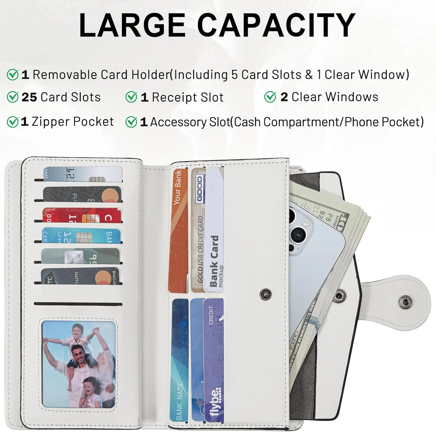 Travelambo Wallets Women RFID Large Capacity Luxury Waxed Leather Clutch Wallet Multi Card Organizer