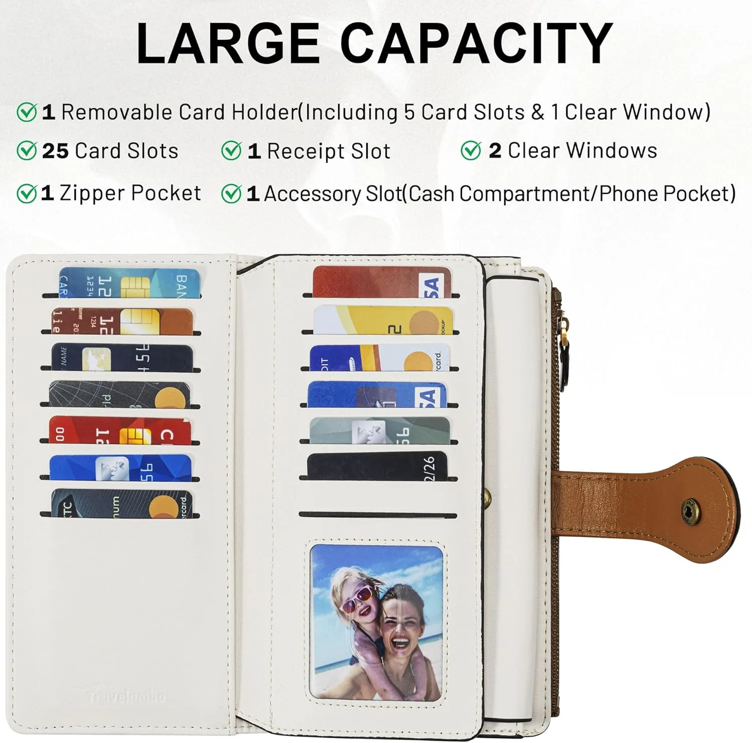Travelambo Wallets Women RFID Large Capacity Luxury Waxed Leather Clutch Wallet Multi Card Organizer