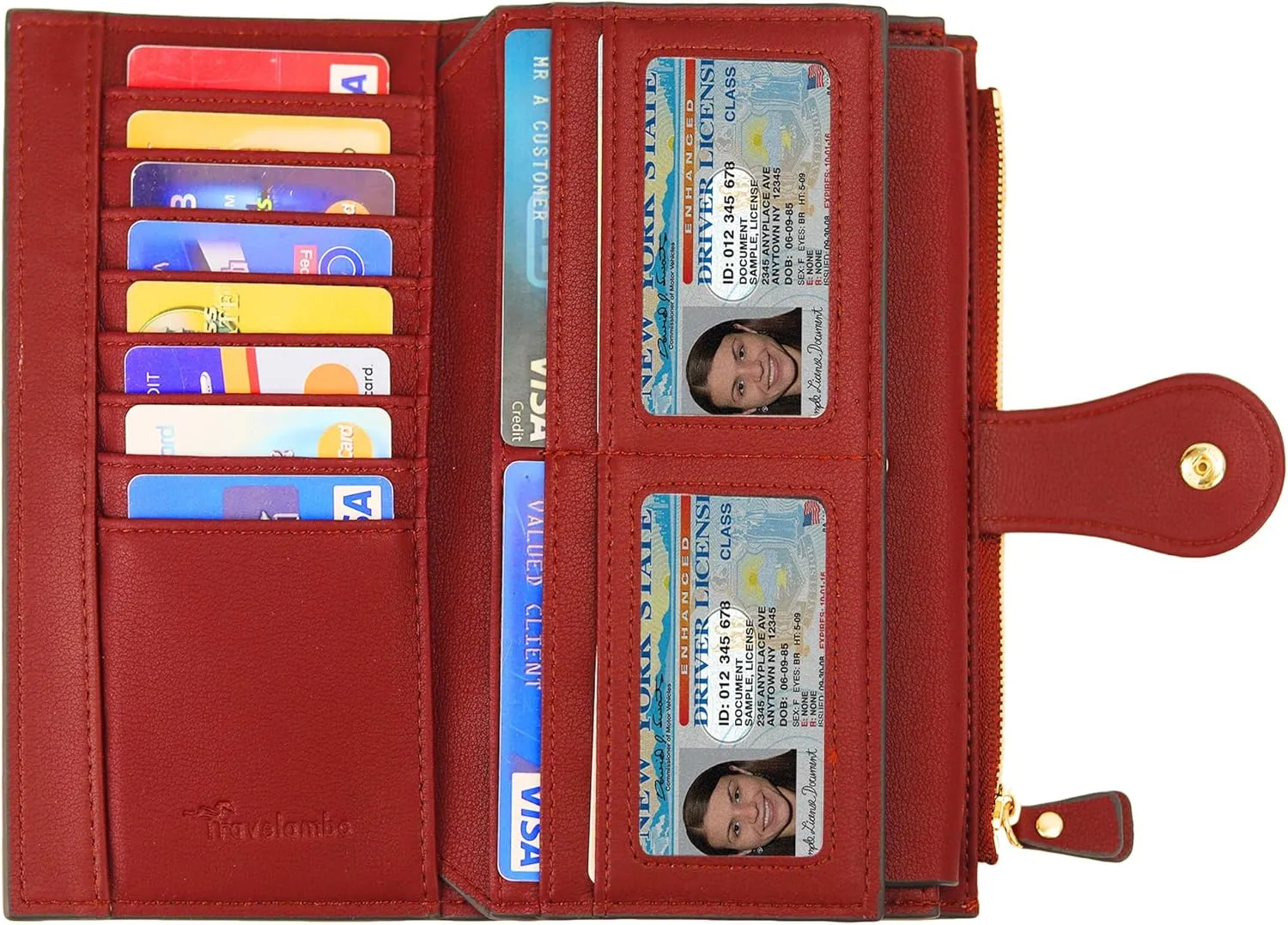 Travelambo Wallets Women RFID Large Capacity Luxury Waxed Leather Clutch Wallet Multi Card Organizer