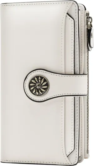 Travelambo Wallets Women RFID Large Capacity Luxury Waxed Leather Clutch Wallet Multi Card Organizer