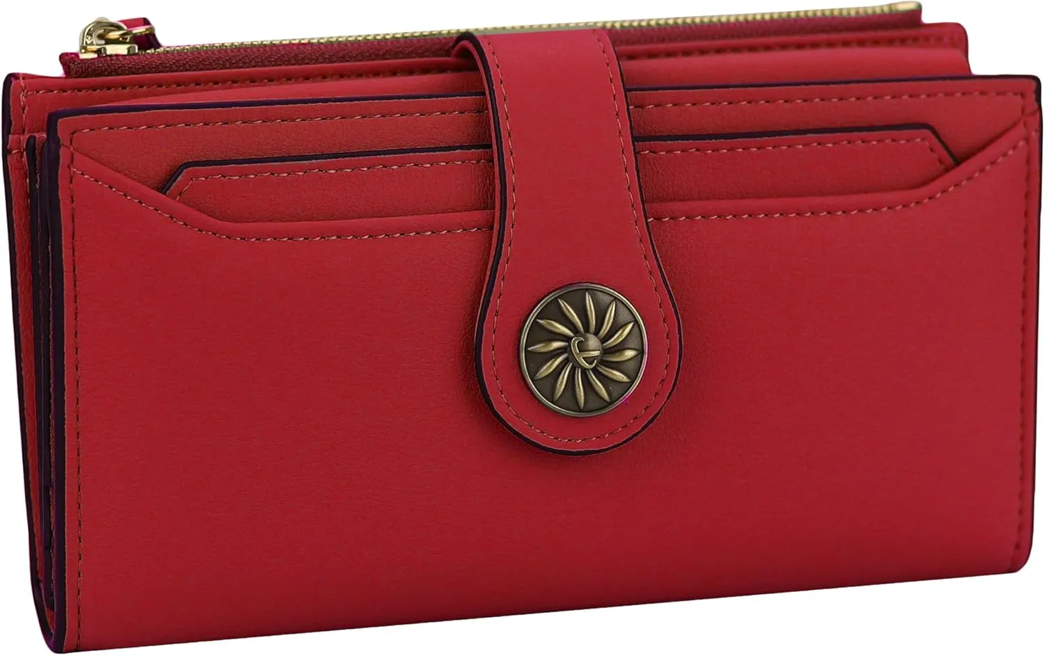 Travelambo Wallets Women RFID Large Capacity Luxury Waxed Leather Clutch Wallet Multi Card Organizer