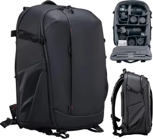 ULANZI Camera Backpack Professional Bag, Water-Resistant Photography Camera Case Anti Theft Travel for Photographers DSLR Mirrorless Camera Lens Tripod Holder 16" Laptop Black 22L