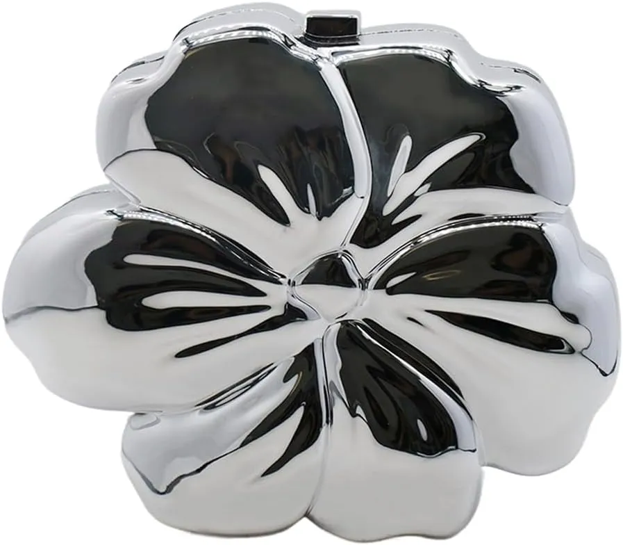 UMREN Acrylic Clutch Purse for Women Flower Shaped Evening Crossbody Bag Sparkly Metallic Acrylic Handbag for Wedding Party