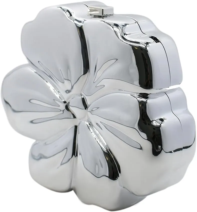 UMREN Acrylic Clutch Purse for Women Flower Shaped Evening Crossbody Bag Sparkly Metallic Acrylic Handbag for Wedding Party