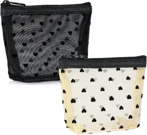 VEDO SHIPIN Zipper Mesh Makeup Bags, Mini Makeup Bag, Portable Small Makeup Bags, Travel Pocket Cosmetic Bag Small Makeup Pouch for Women