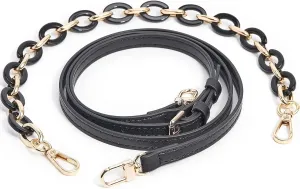 Vercord Purse Leather Straps Repalcement Crossbody Shoulder Handbags Adjustable Purse Making Accessory with Leopard Decoration Chain