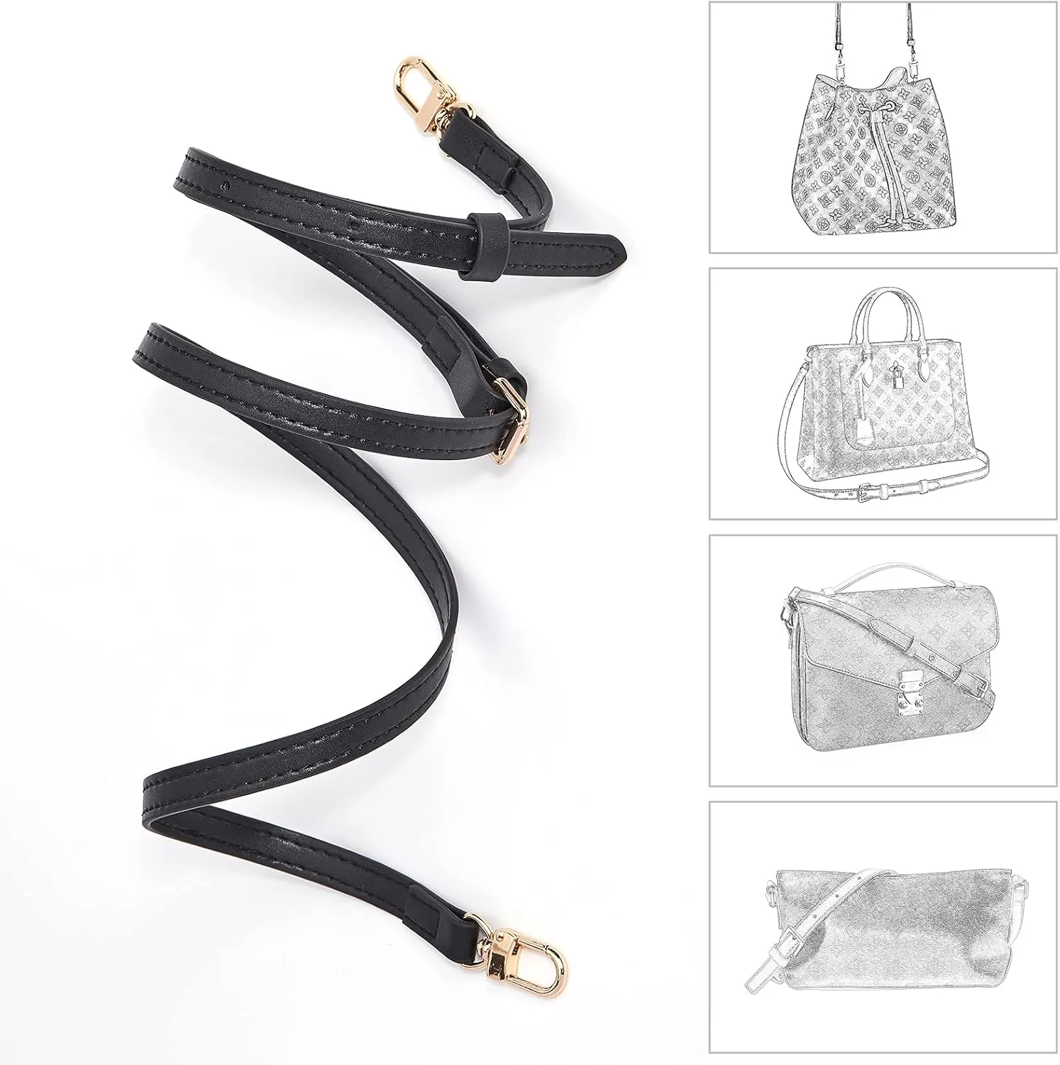 Vercord Purse Leather Straps Repalcement Crossbody Shoulder Handbags Adjustable Purse Making Accessory with Leopard Decoration Chain