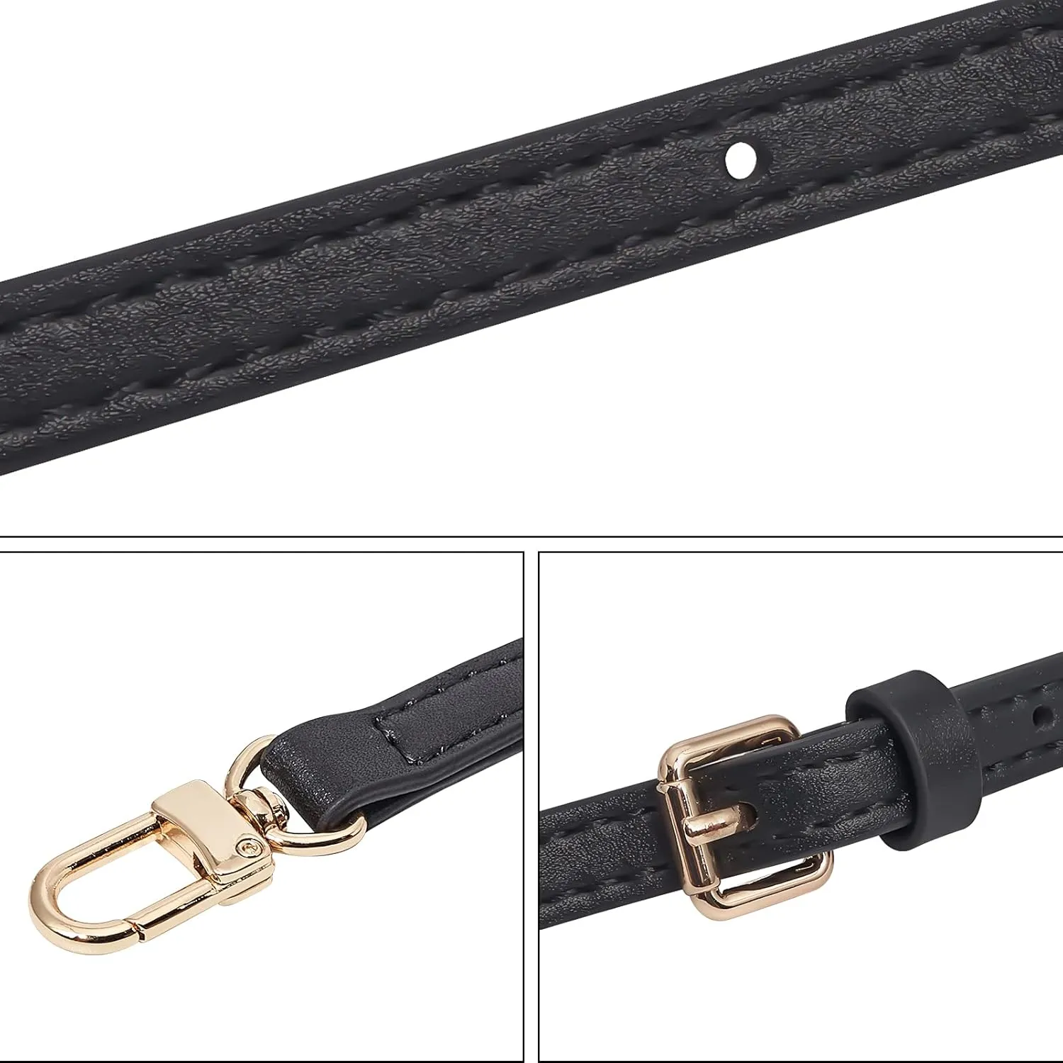 Vercord Purse Leather Straps Repalcement Crossbody Shoulder Handbags Adjustable Purse Making Accessory with Leopard Decoration Chain