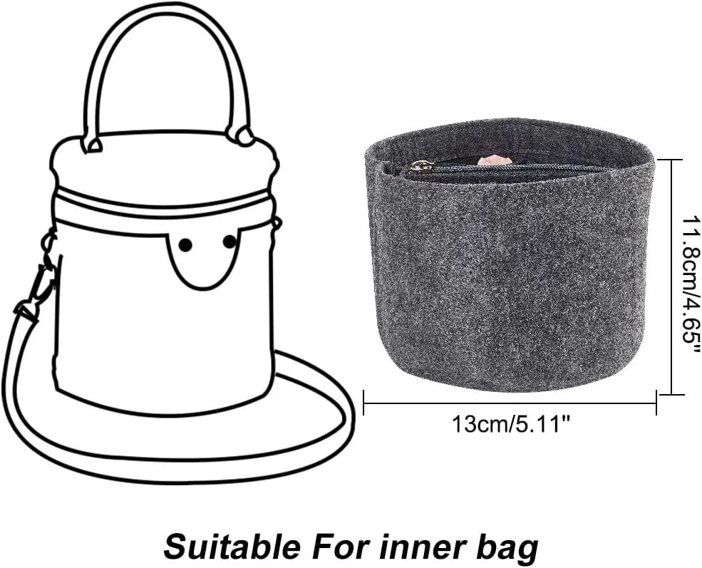 WADORN Felt Purse Organizer Insert, Black (Round, 5.1x4.65in) Materials, Efficient Storage, Practical Design, for LV Cannes & Other Bucket Bags