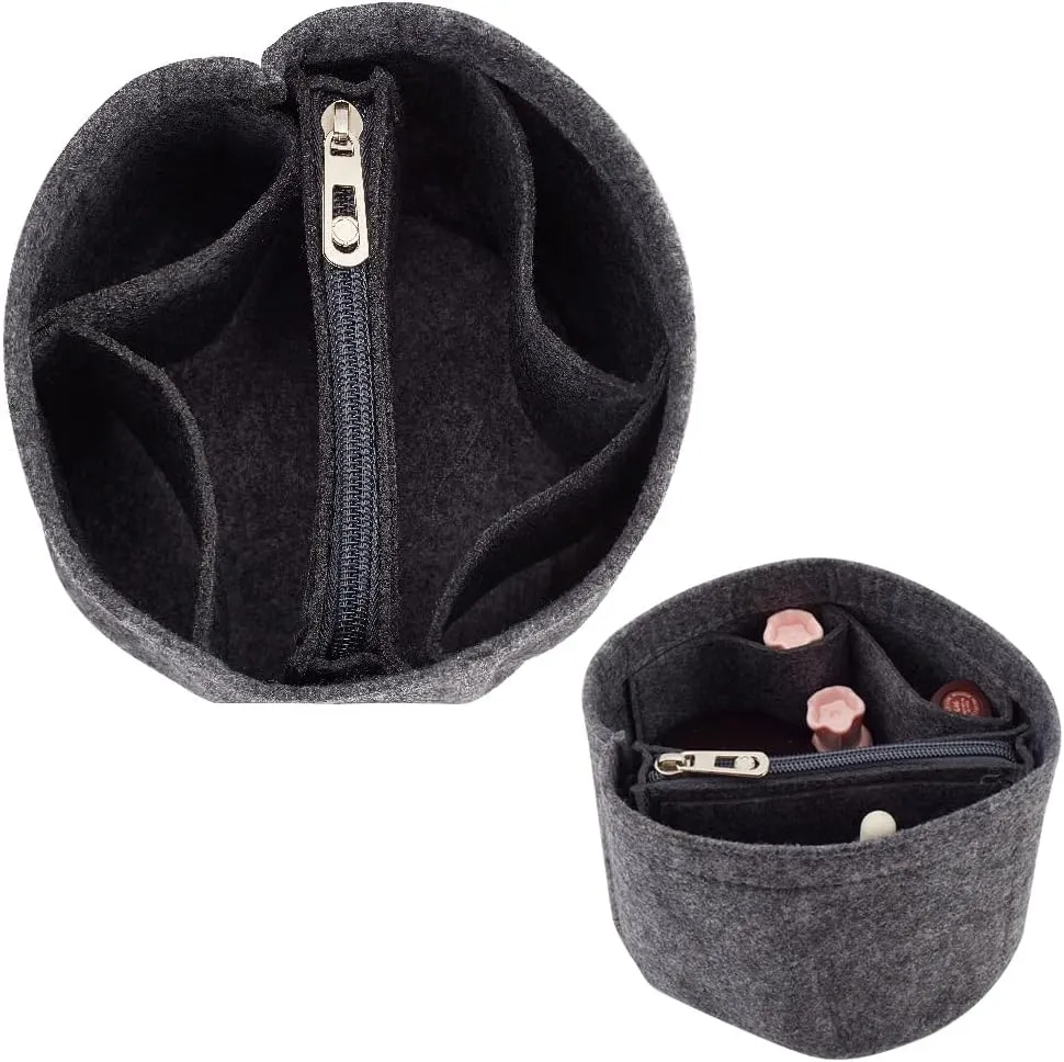 WADORN Felt Purse Organizer Insert, Black (Round, 5.1x4.65in) Materials, Efficient Storage, Practical Design, for LV Cannes & Other Bucket Bags