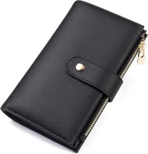 Wallet Women RFID Blocking Leather Trifold Clutch Wallet Credit Card Holder Ladies Travel Wallet Purse with Pen Holder