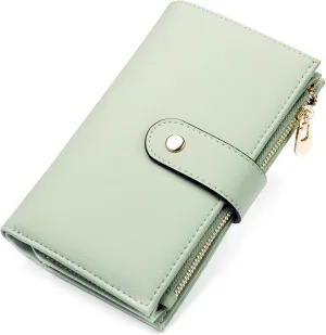 Wallets for Women RFID Blocking Leather Trifold Clutch Wallet Credit Card Holder Ladies Travel Wallet Purse with Pen Holder