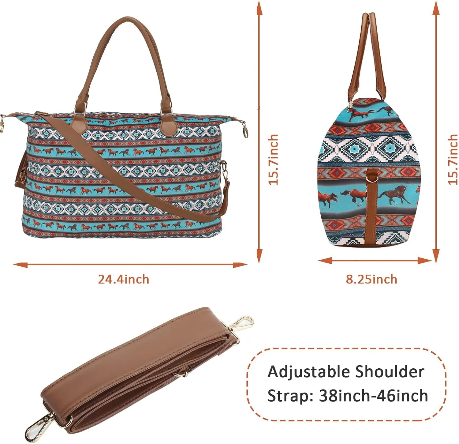 Weekender Bag Duffle Bag For Women Large Travel Tote Bag Overnight Weekend Bags With Shoulder Strap Cow Leopard Atzec