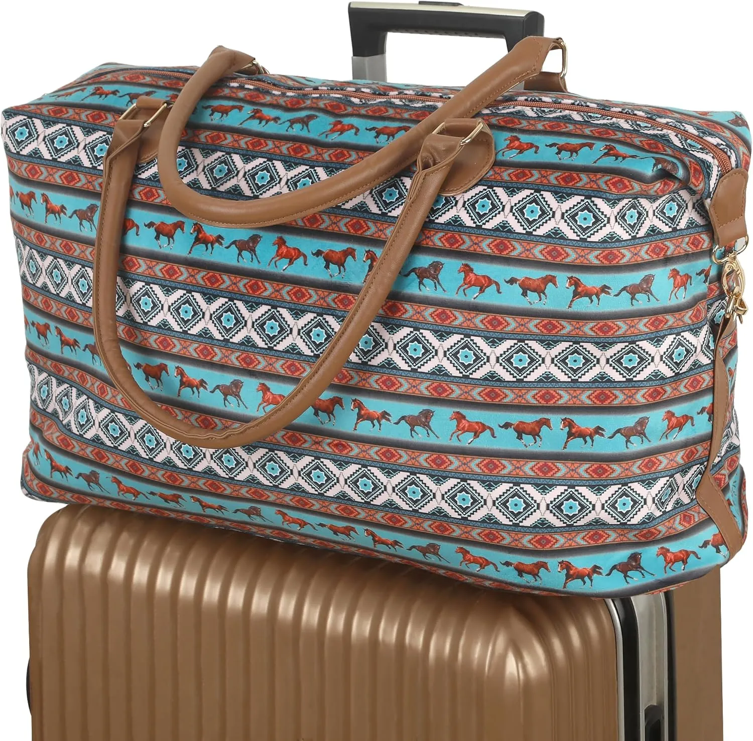 Weekender Bag Duffle Bag For Women Large Travel Tote Bag Overnight Weekend Bags With Shoulder Strap Cow Leopard Atzec