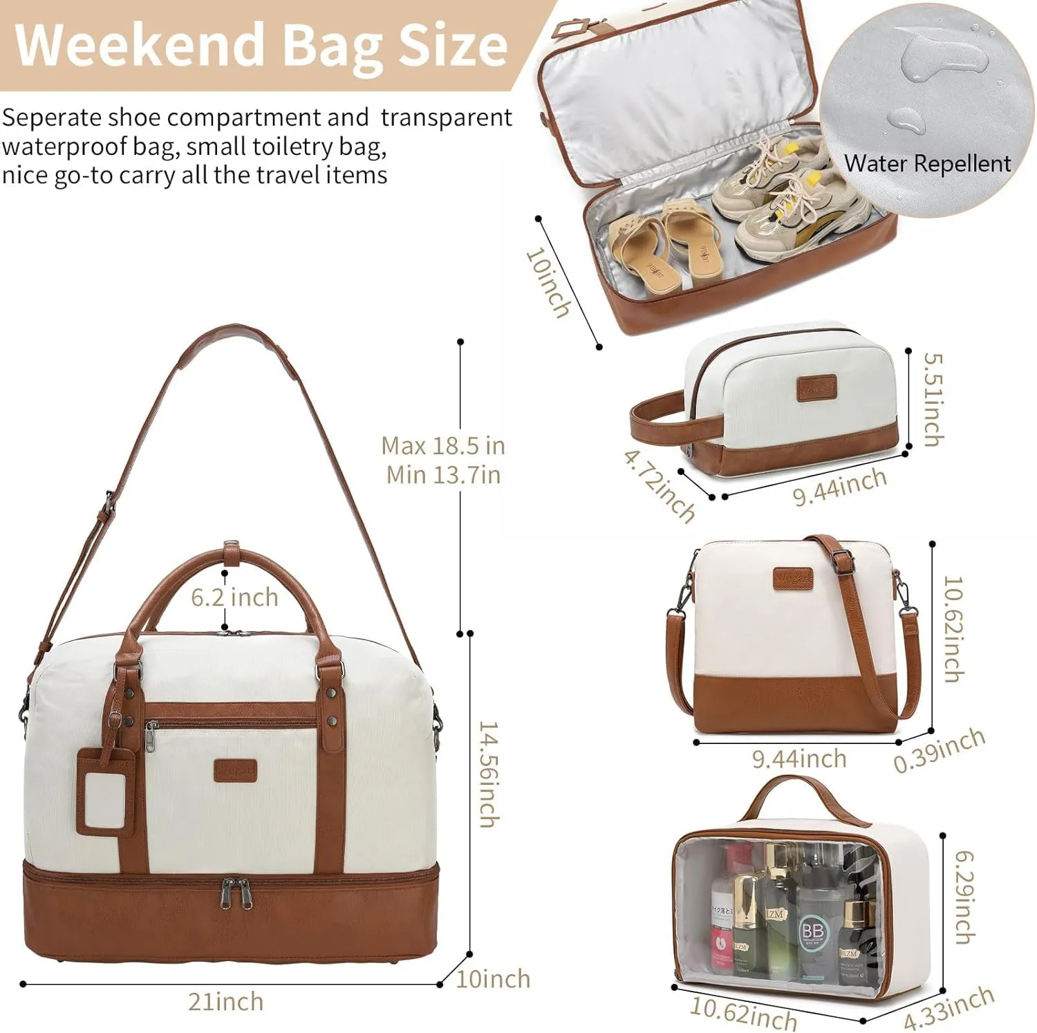 Wogarl Weekender Bags for Women Large Overnight Bag Weekend Travel Duffel Bag Carry on Shoulder with Shoe Compartment Toiletry Bag for Travel Business Gym