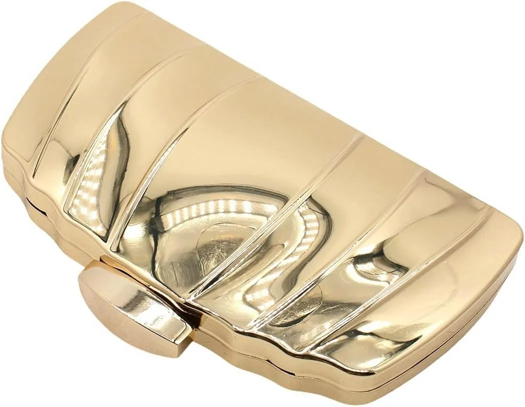 Women Sparkly Clutch Purse Unique Metallic Evening Bag Metal Box Handbag Purse Wedding Party Clutch Shoulder Bag
