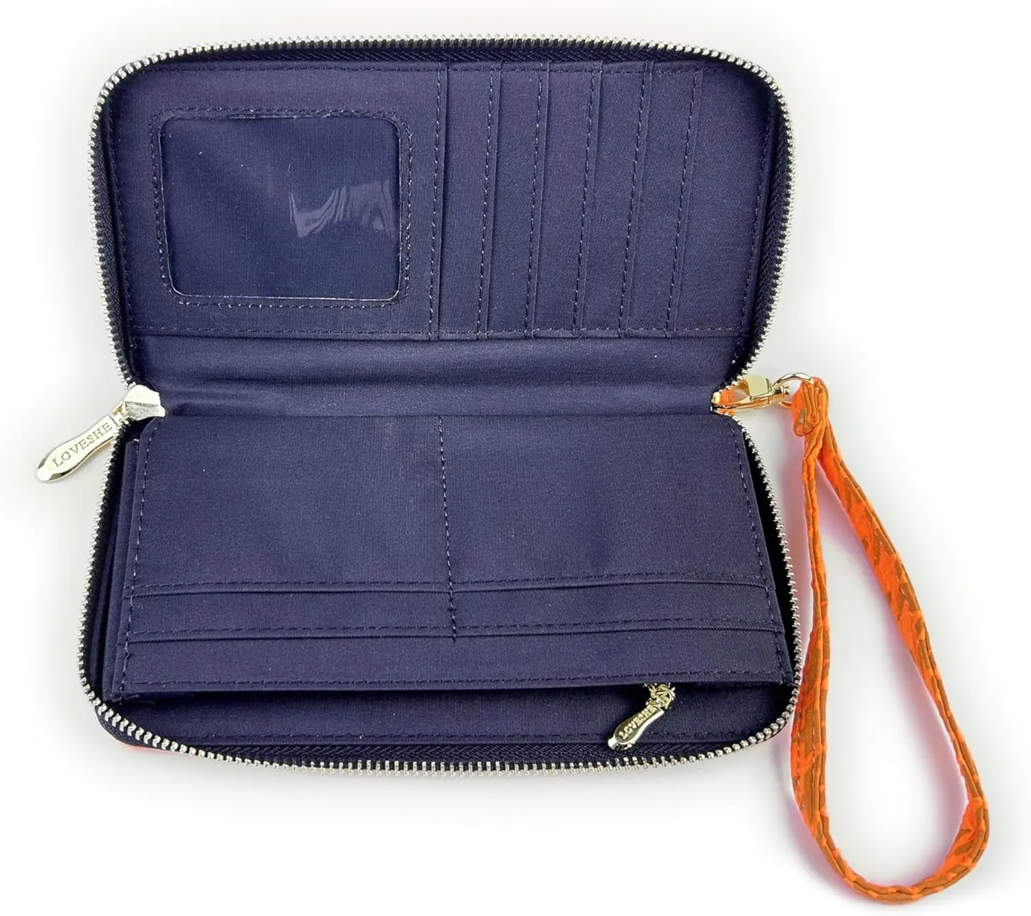Women's Wallet Credit Card Clutch Wristlet Clutch Wallet Zipper Wallet For Women(B-Orange)