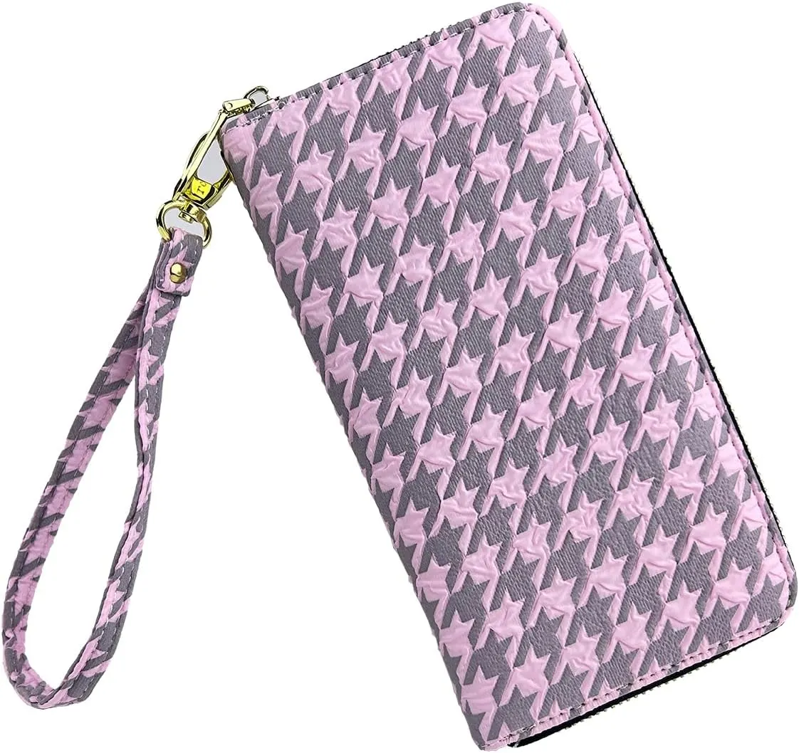 Women's Wallet Credit Card Clutch Wristlet Clutch Wallet Zipper Wallet For Women(B-Pink)