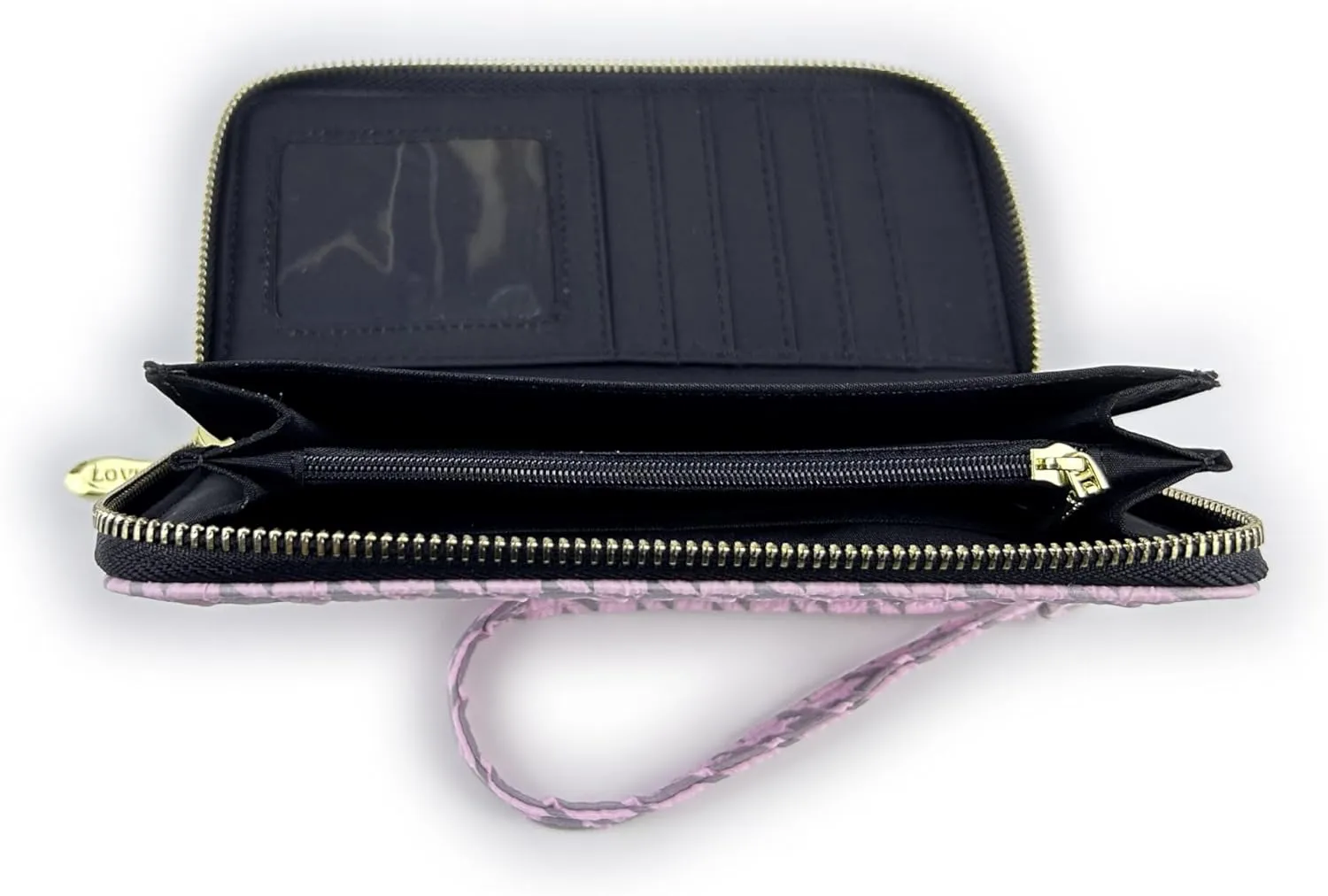 Women's Wallet Credit Card Clutch Wristlet Clutch Wallet Zipper Wallet For Women(B-Pink)
