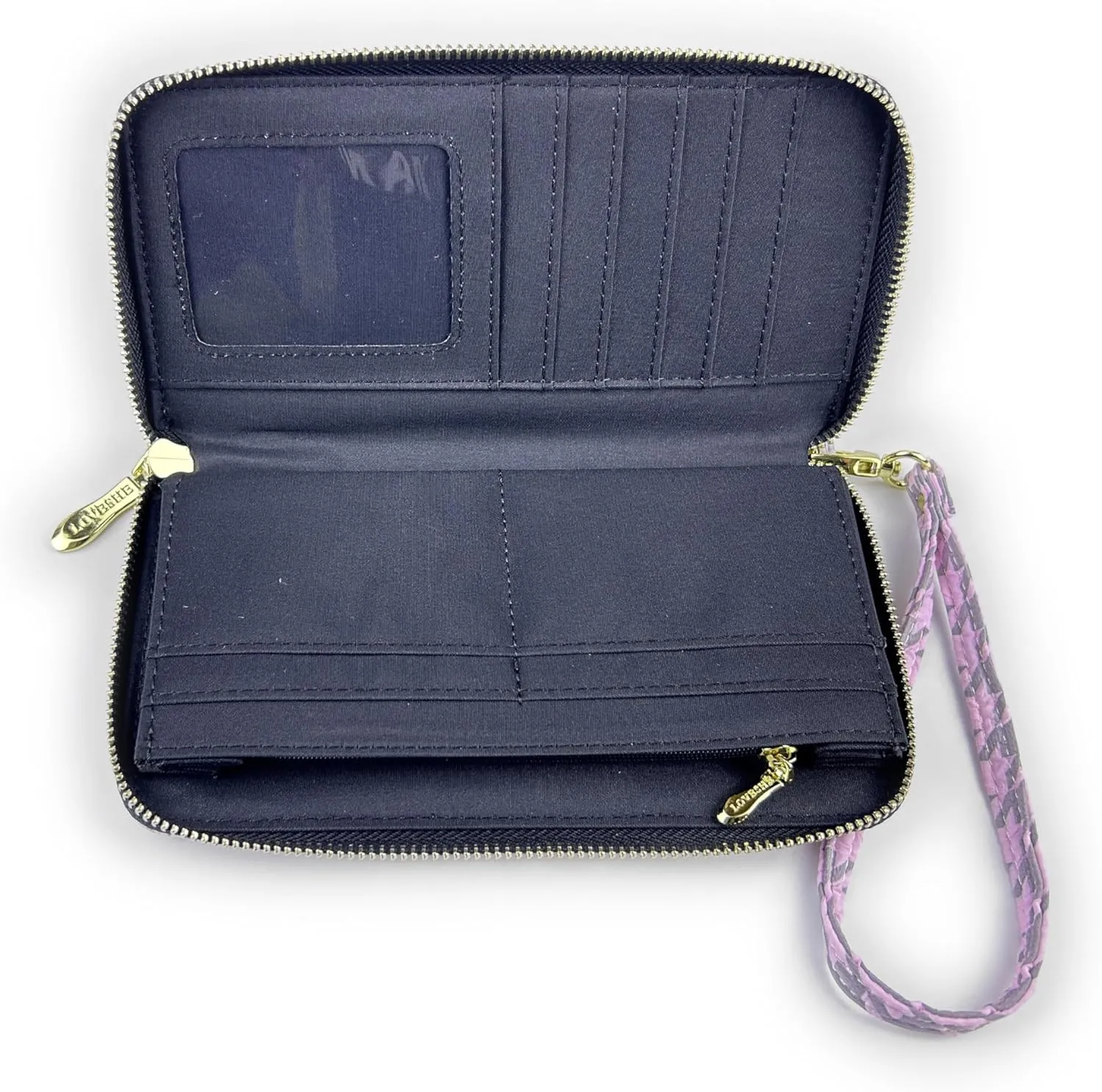Women's Wallet Credit Card Clutch Wristlet Clutch Wallet Zipper Wallet For Women(B-Pink)