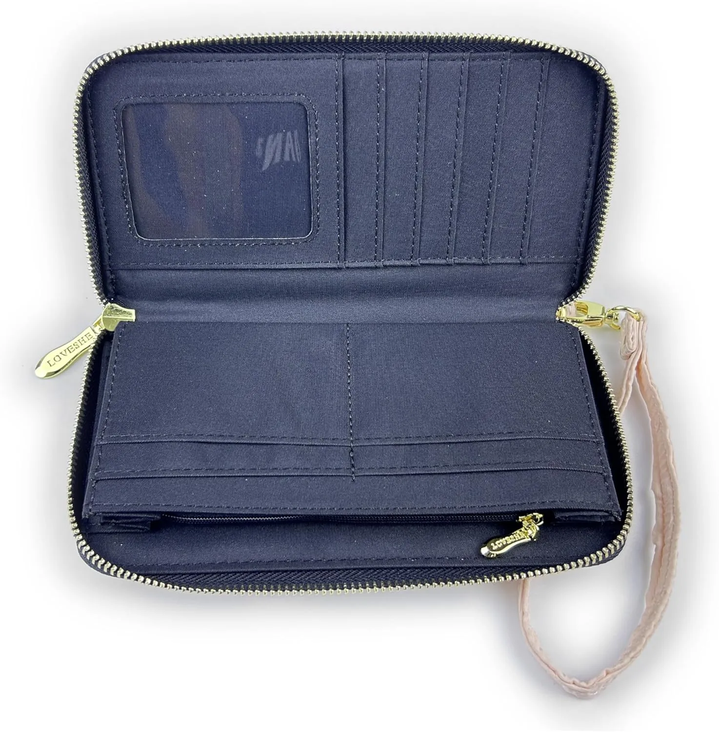 Women's Wallet Credit Card Clutch Wristlet Clutch Wallet Zipper Wallet For Women(BL-Pink)