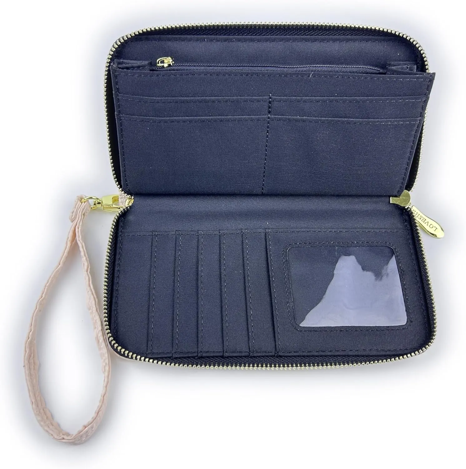Women's Wallet Credit Card Clutch Wristlet Clutch Wallet Zipper Wallet For Women(BL-Pink)