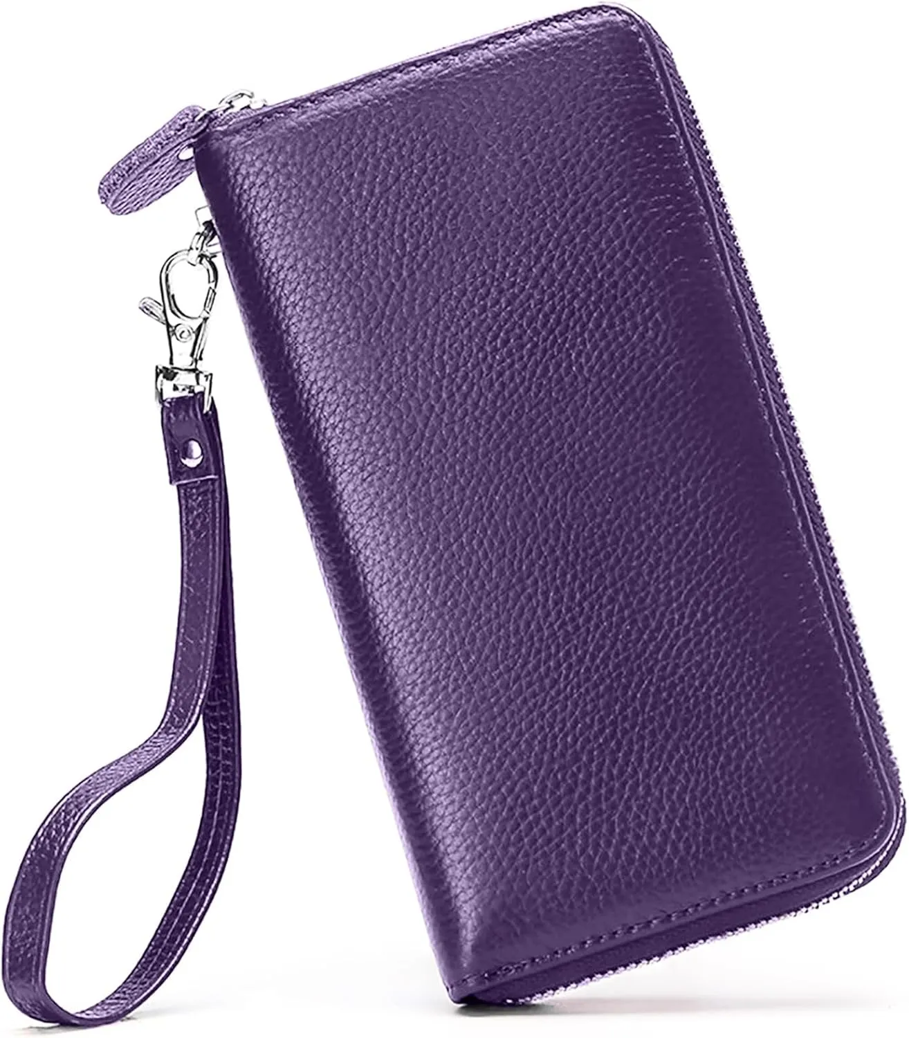 Womens Wallet RFID Blocking Genuine Leather Zip Around Wallet Clutch Wristlet Travel Long Purse for Women