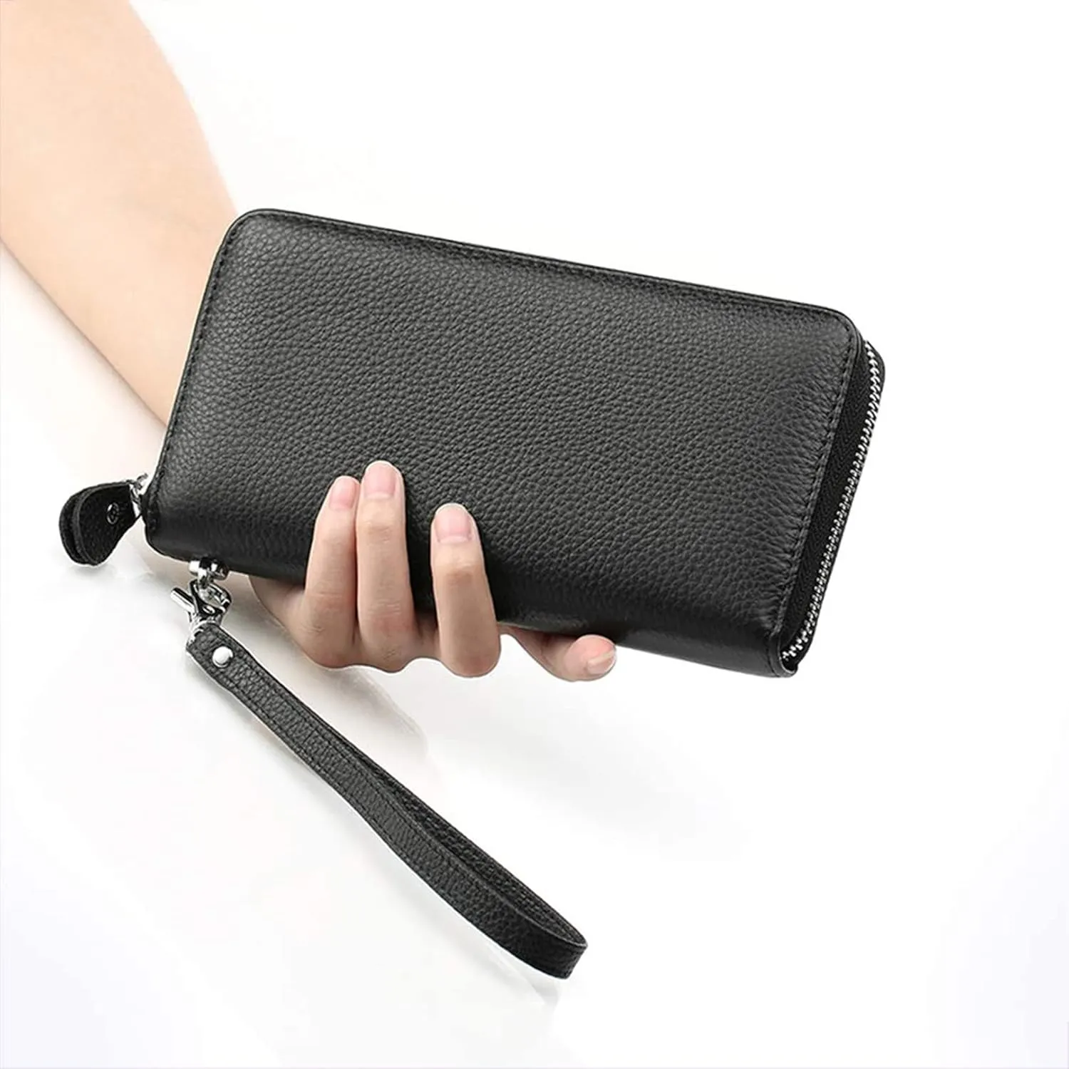 Womens Wallet RFID Blocking Genuine Leather Zip Around Wallet Clutch Wristlet Travel Long Purse for Women